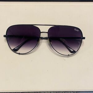 Quay Australia Black Frame Sunglasses with Gradient Purple Lenses